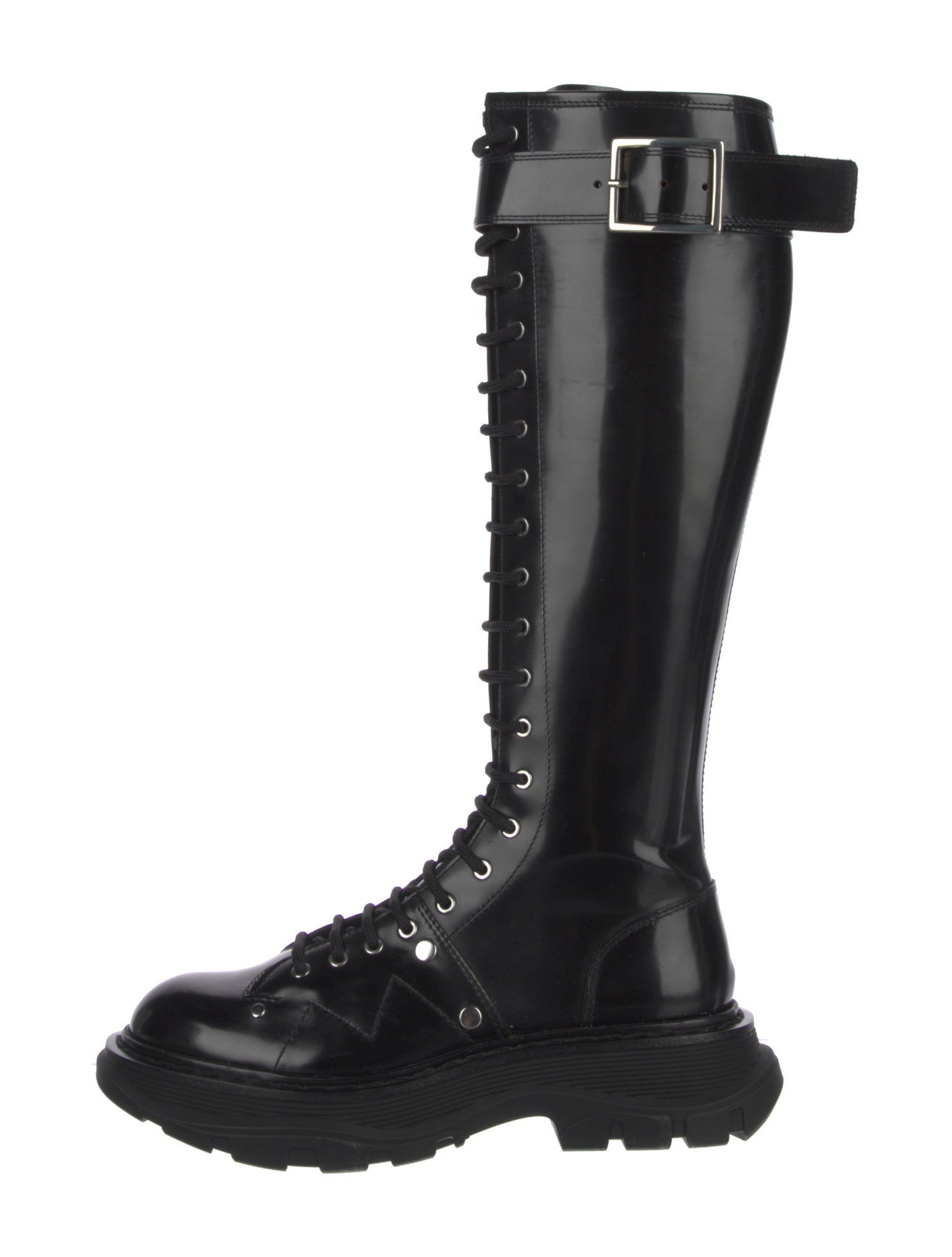Alexander McQueen Leather Studded Accents Rain Boots