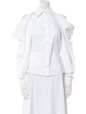Alexander McQueen Three-Quarter Sleeve Button-Up Top