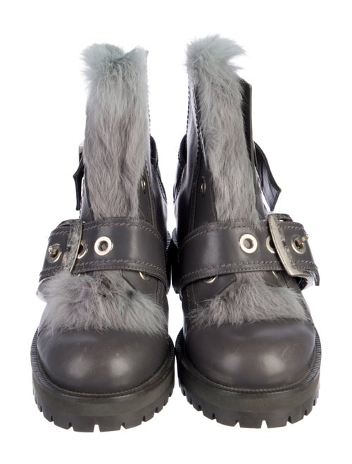Alexander McQueen Leather Fur Trim Combat Boots