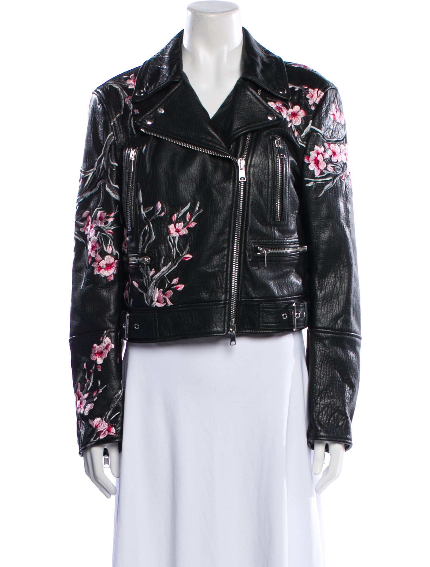 Alexander McQueen Leather Floral Print Biker Jacket w/ Tags
