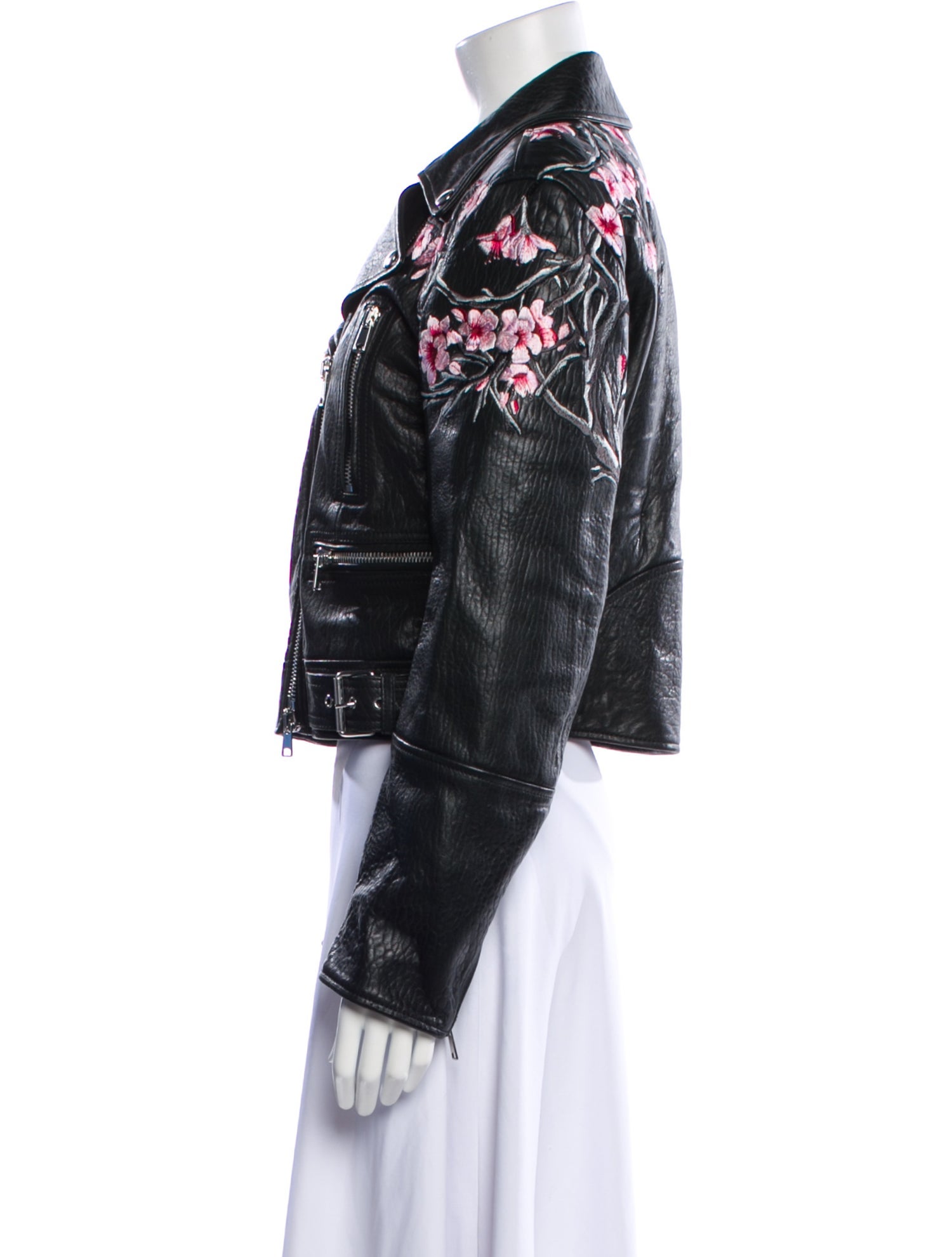 Alexander McQueen Leather Floral Print Biker Jacket w/ Tags