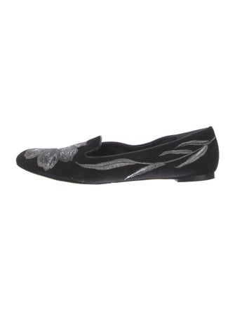 Alexander McQueen Suede Embroidered Accent Flats