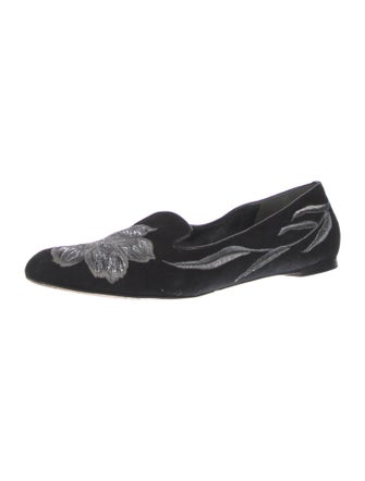 Alexander McQueen Suede Embroidered Accent Flats