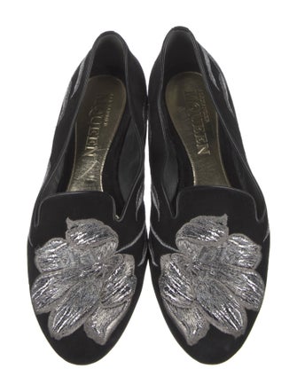 Alexander McQueen Suede Embroidered Accent Flats
