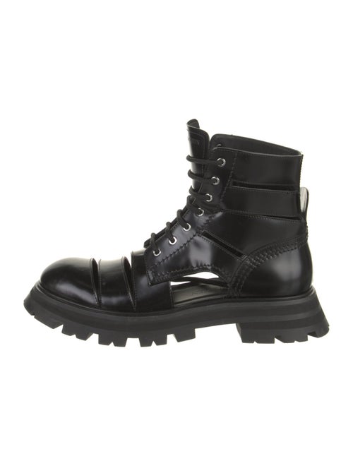 Alexander McQueen Leather Cutout Accent Combat Boots