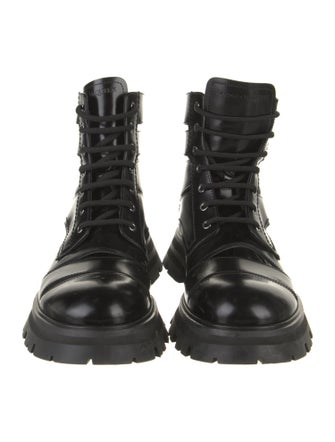 Alexander McQueen Leather Cutout Accent Combat Boots