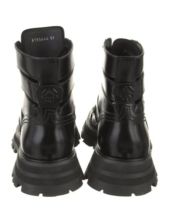 Alexander McQueen Leather Cutout Accent Combat Boots
