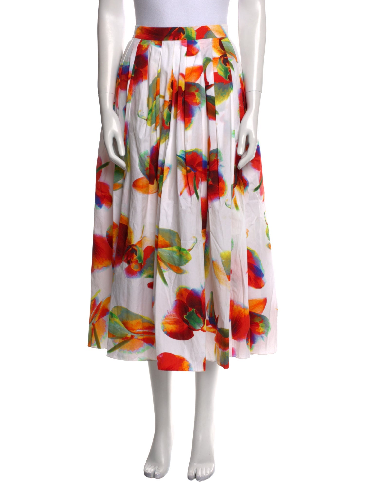 Alexander McQueen Floral Print Midi Length Skirt