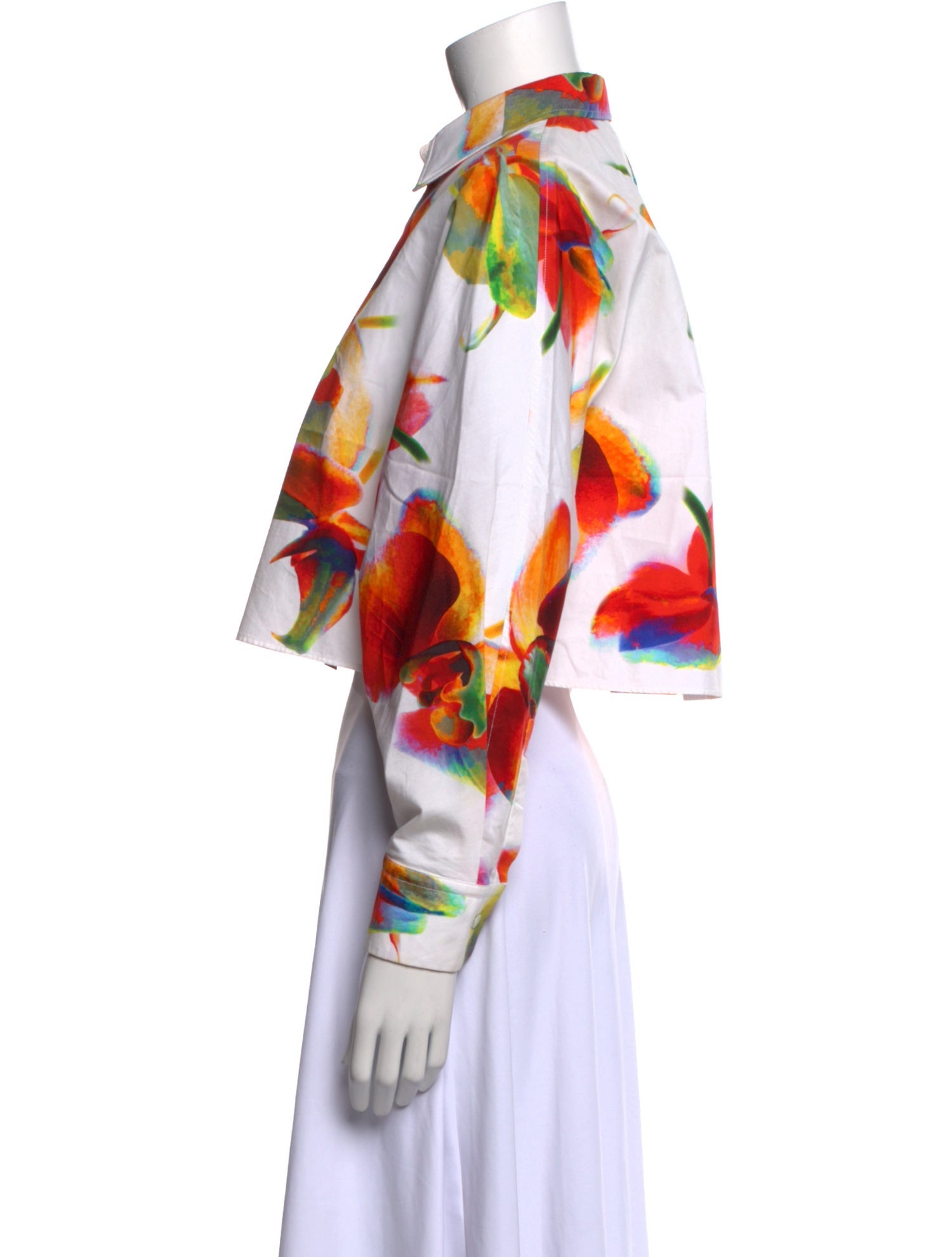 Alexander McQueen Printed Long Sleeve Crop Top