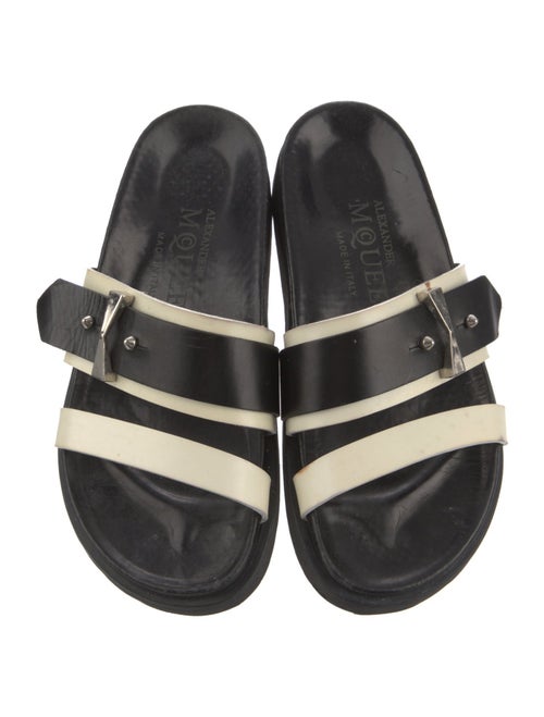 Alexander McQueen Leather Colorblock Pattern Slides