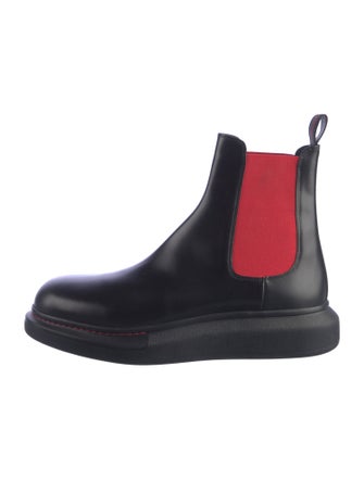 Alexander McQueen Leather Colorblock Pattern Chelsea Boots