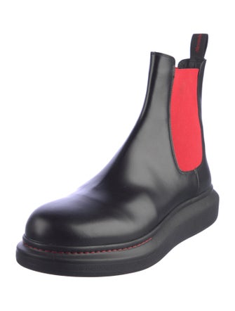 Alexander McQueen Leather Colorblock Pattern Chelsea Boots