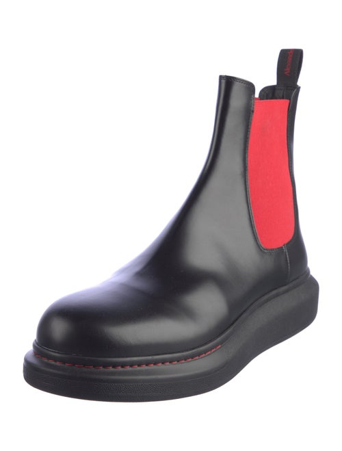 Alexander McQueen Leather Colorblock Pattern Chelsea Boots