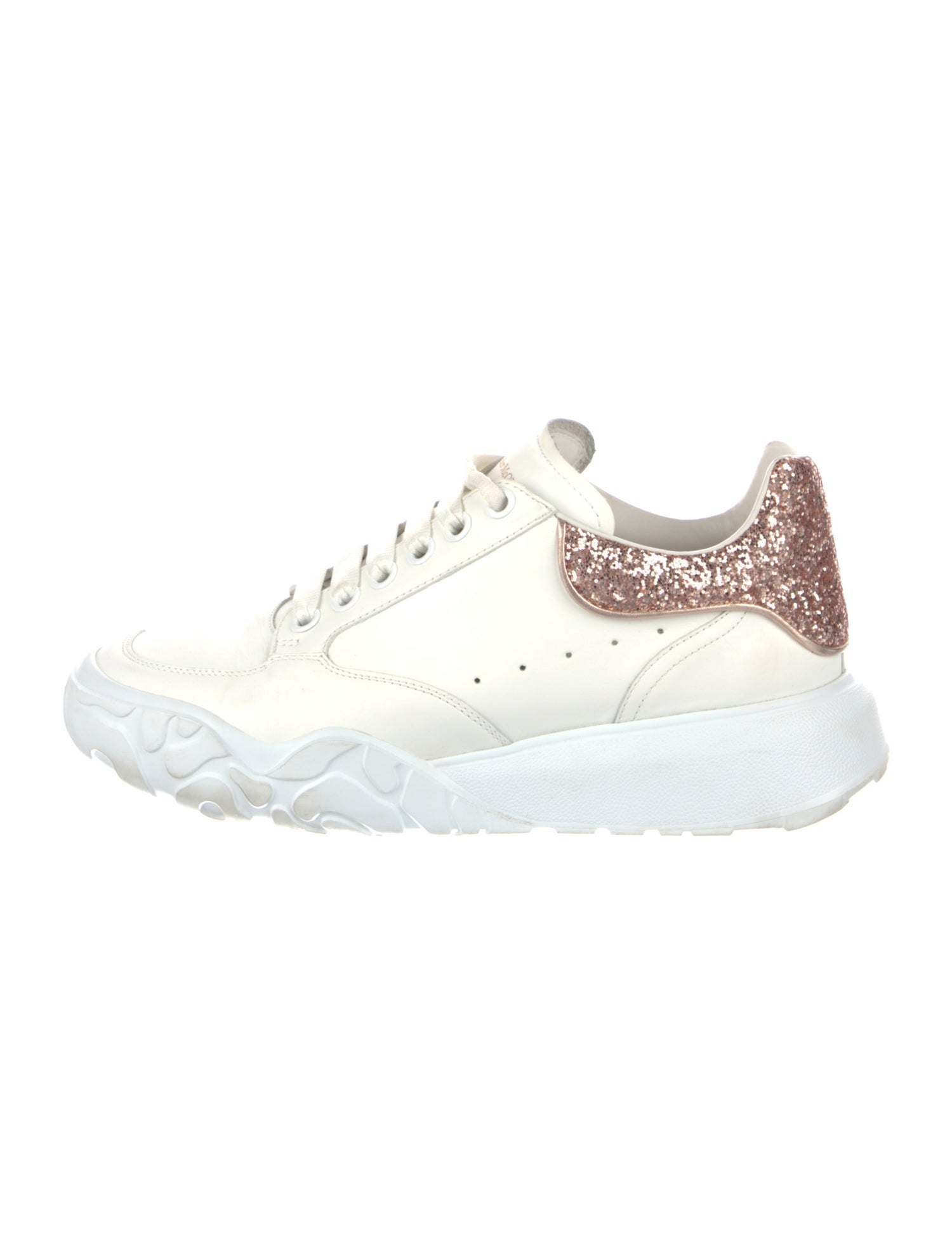 Alexander McQueen Leather Glitter Accents Sneakers