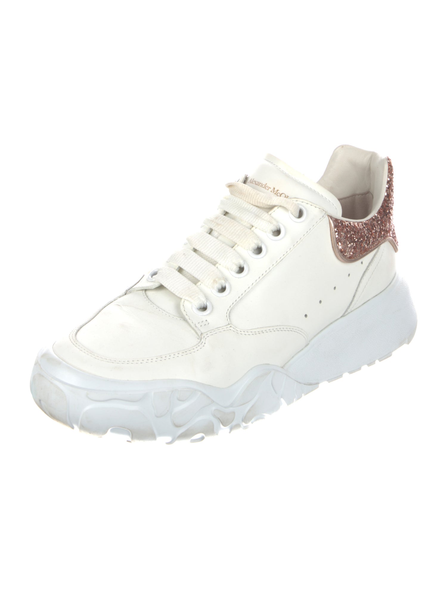 Alexander McQueen Leather Glitter Accents Sneakers