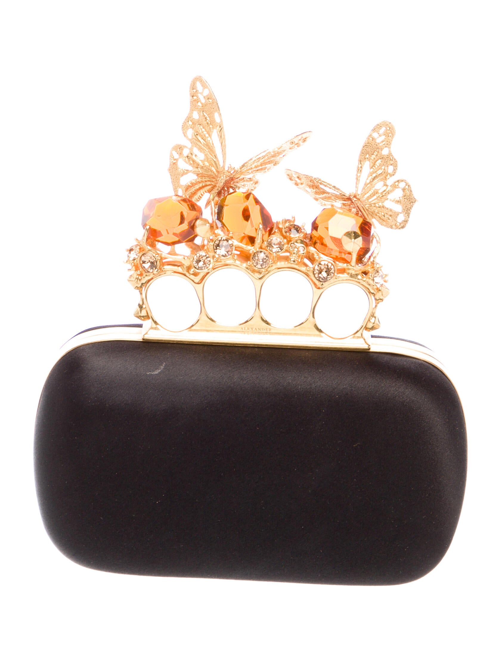 Alexander McQueen Skull Satin Butterfly Knuckle Duster Box Clutch