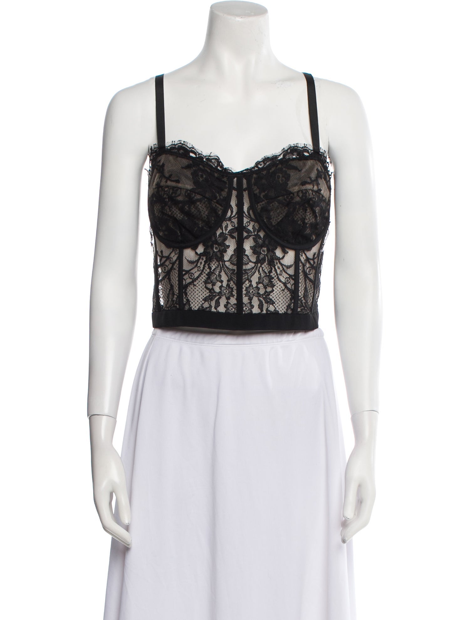 Alexander McQueen Lace Pattern V-Neck Crop Top
