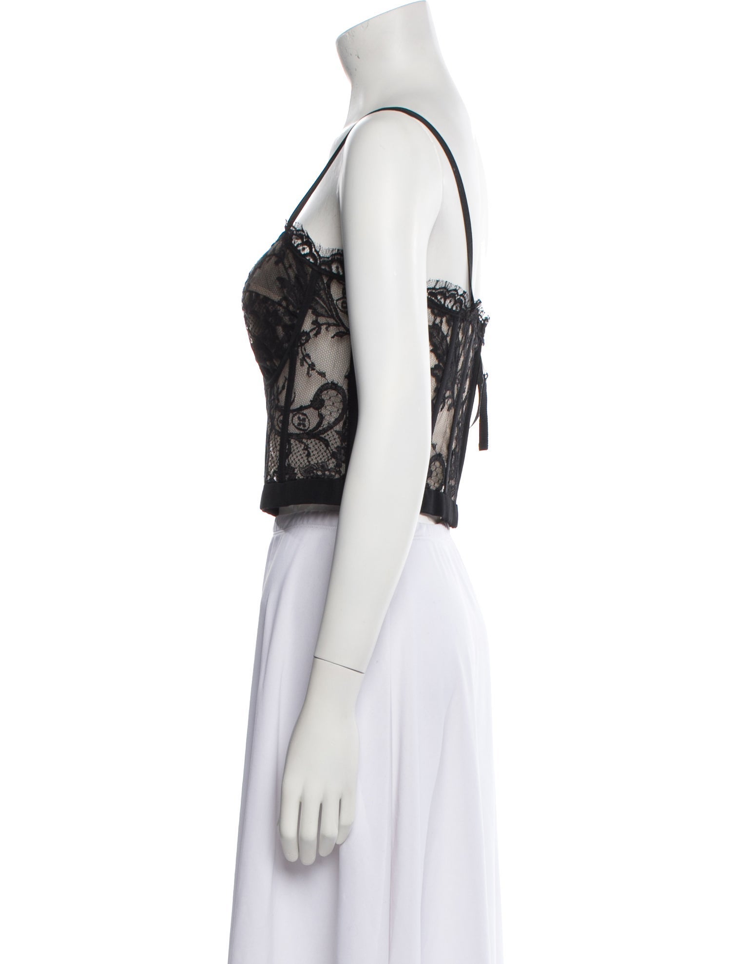 Alexander McQueen Lace Pattern V-Neck Crop Top