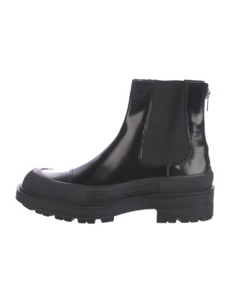 Alexander McQueen Leather Mesh Accents Chelsea Boots