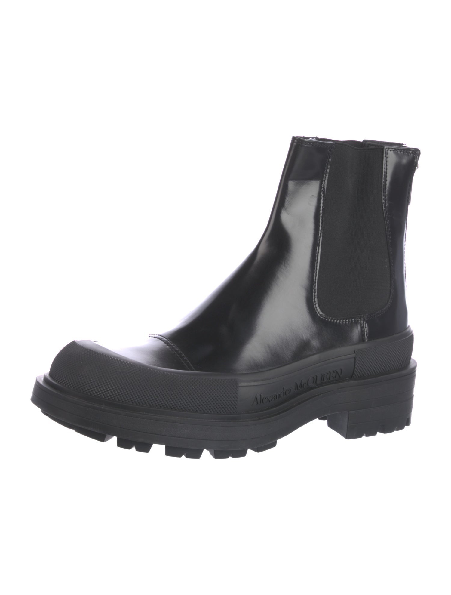 Alexander McQueen Leather Mesh Accents Chelsea Boots