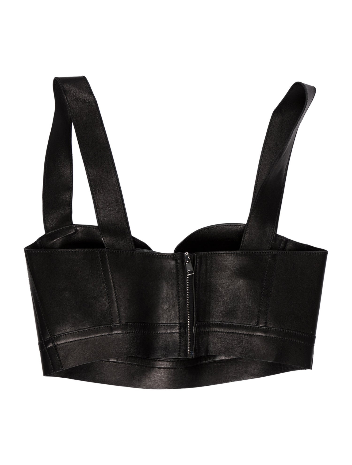 Alexander McQueen Leather Square Neckline Crop Top