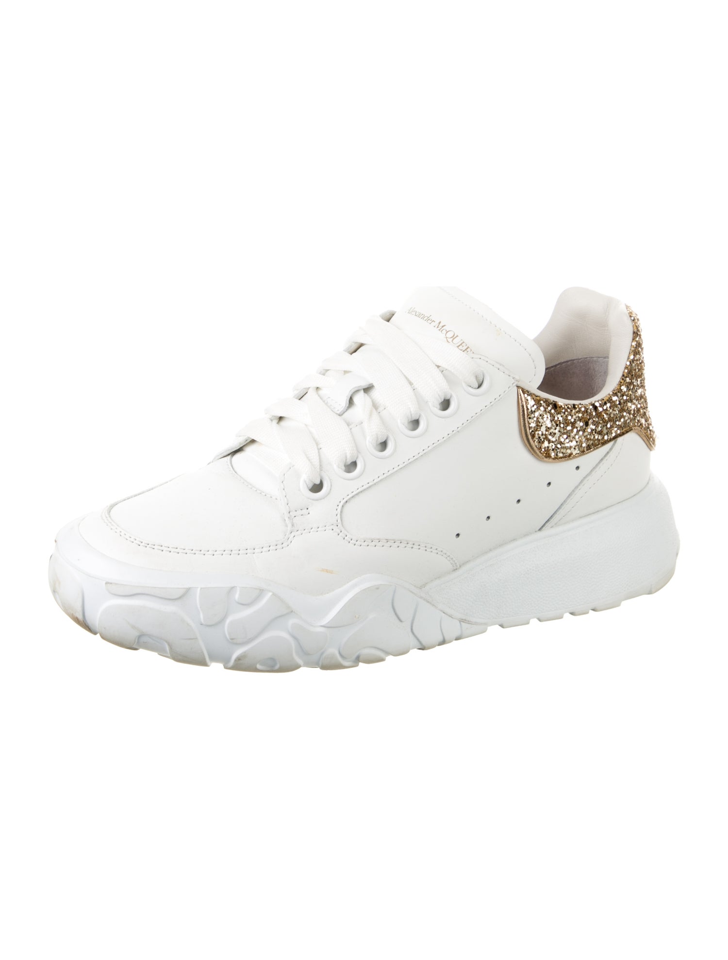Alexander McQueen Leather Glitter Accents Sneakers