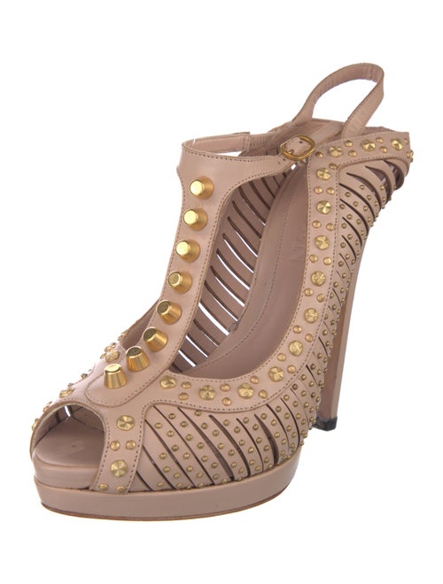 Alexander McQueen Leather Studded Accents T-Strap Pumps