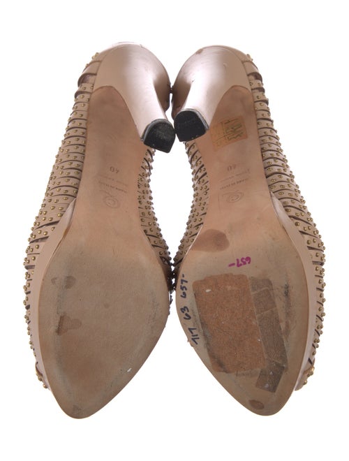 Alexander McQueen Leather Studded Accents T-Strap Pumps