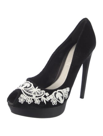 Alexander McQueen Suede Graphic Print Pumps