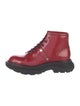 Alexander McQueen Patent Leather Colorblock Pattern Combat Boots