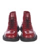 Alexander McQueen Patent Leather Colorblock Pattern Combat Boots