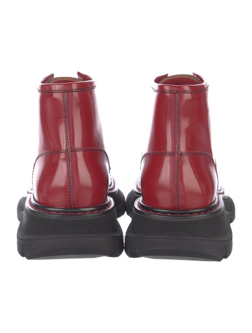 Alexander McQueen Patent Leather Colorblock Pattern Combat Boots