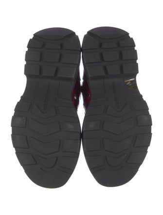 Alexander McQueen Patent Leather Colorblock Pattern Combat Boots