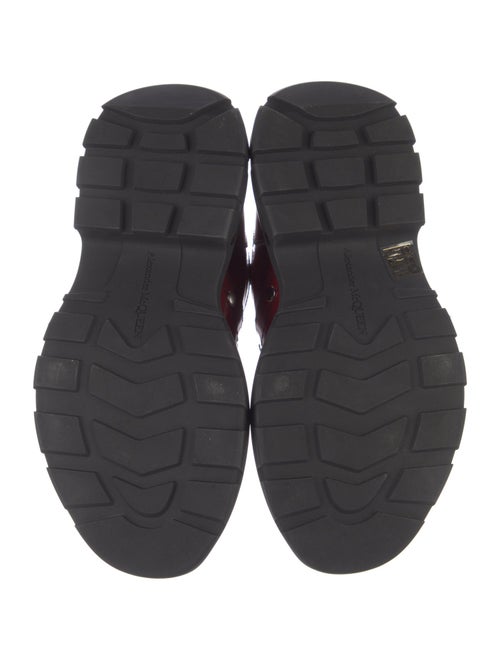 Alexander McQueen Patent Leather Colorblock Pattern Combat Boots