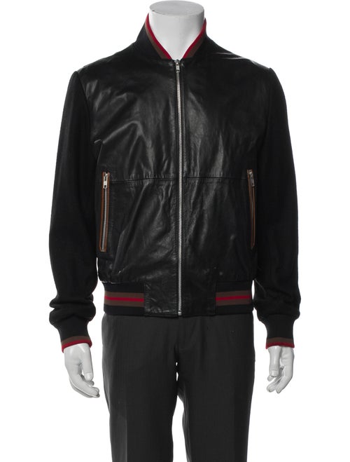 McQ Alexander McQueen Goat Leather Striped Bomber Jacket