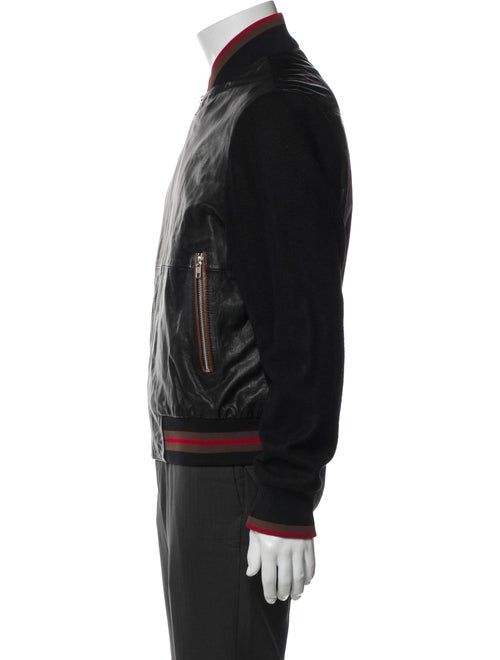 McQ Alexander McQueen Goat Leather Striped Bomber Jacket