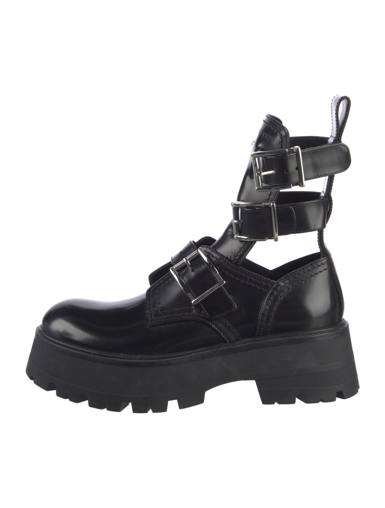 Alexander McQueen Leather Cutout Accent Combat Boots
