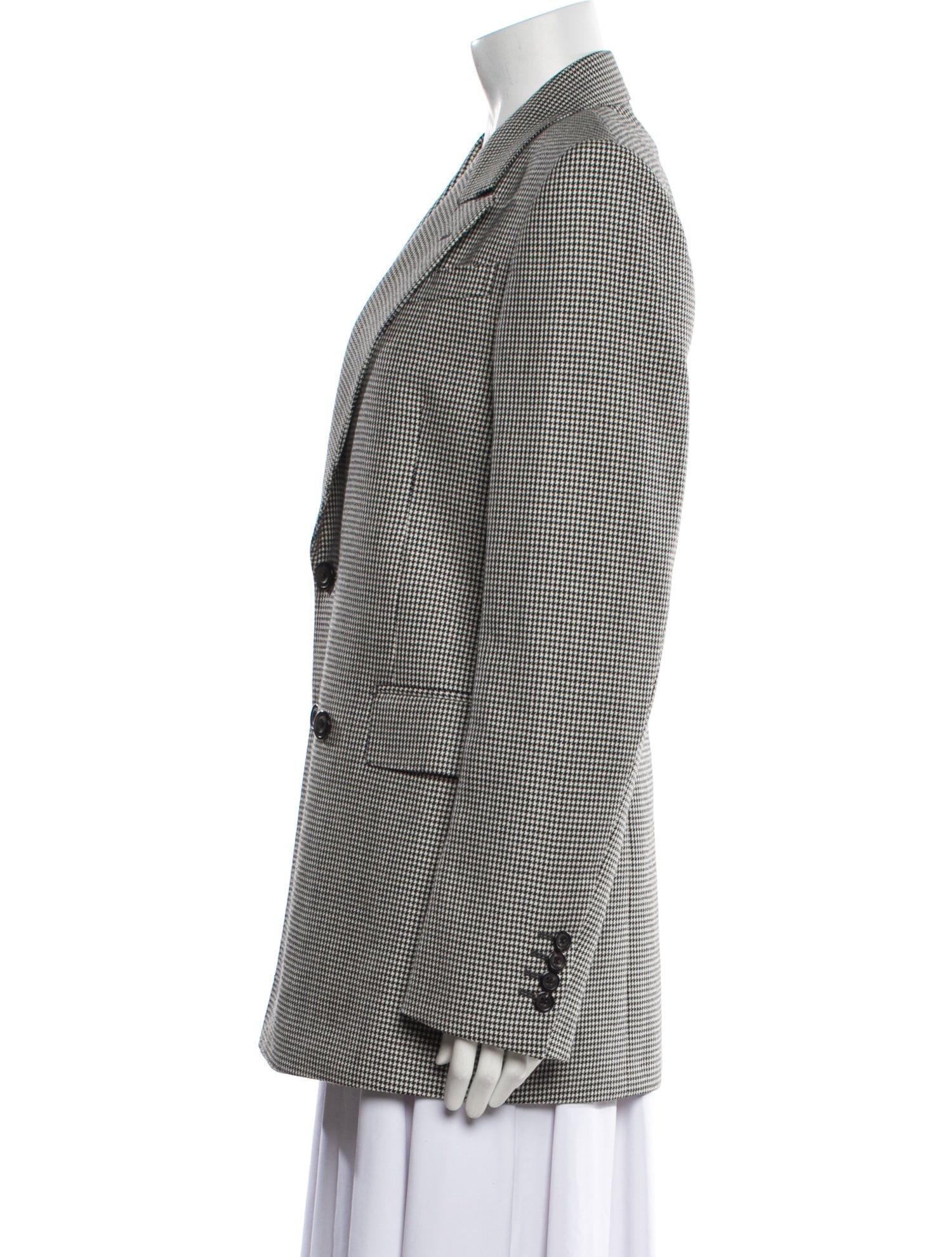 Alexander McQueen Wool Houndstooth Print Blazer