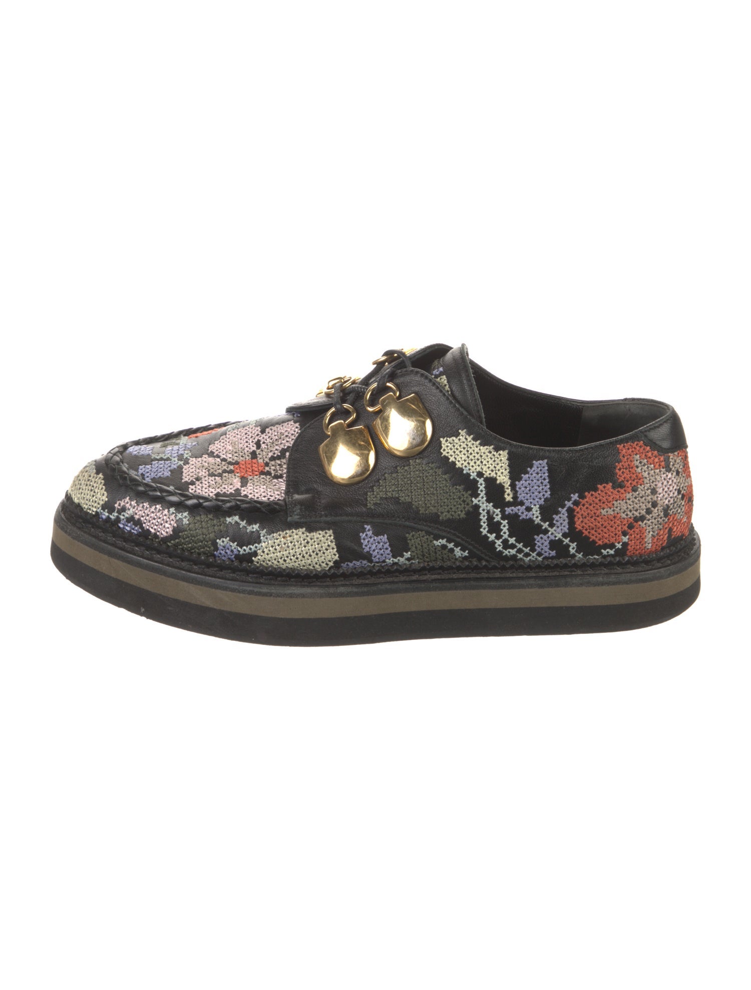 Alexander McQueen Leather Floral Print Oxfords