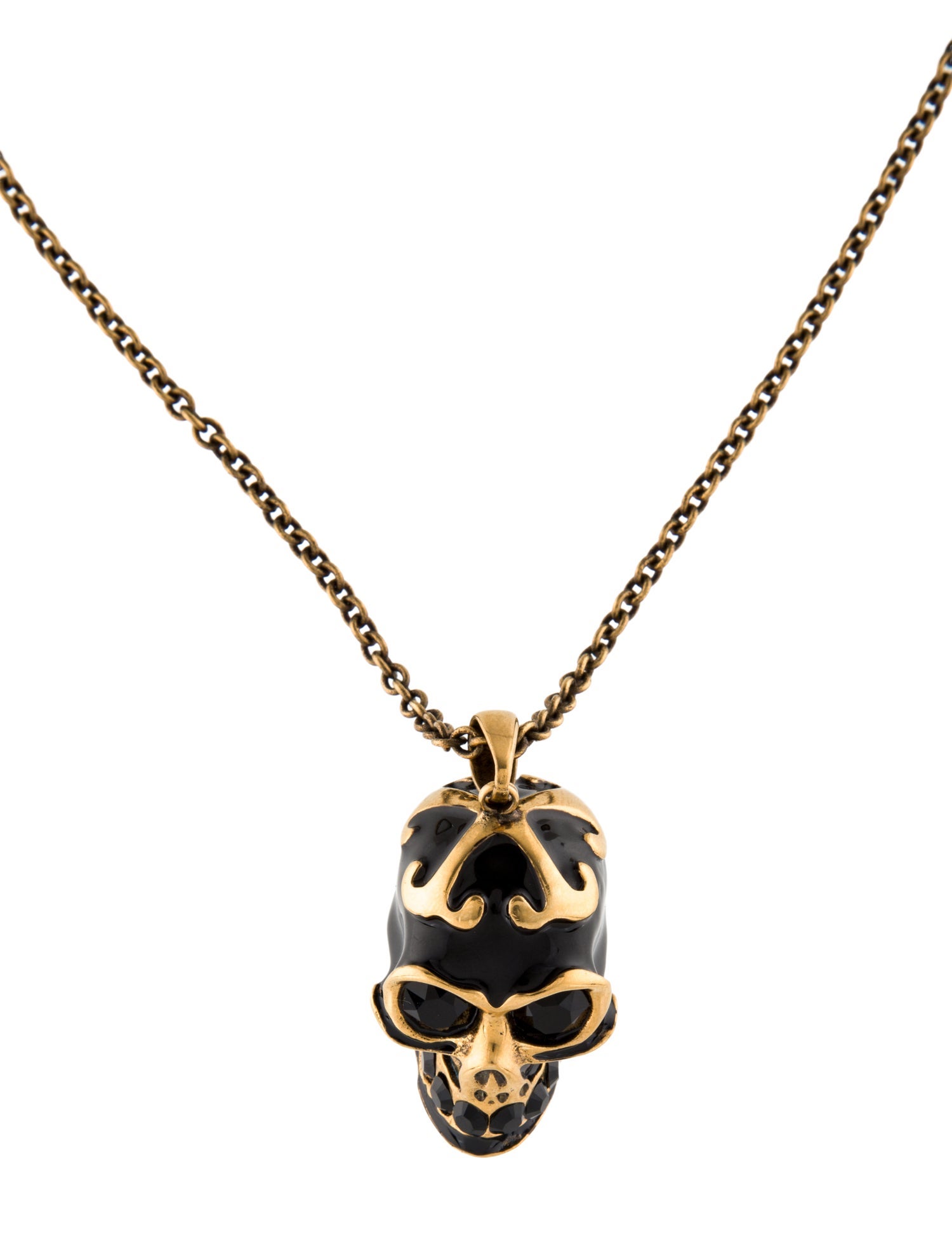 Alexander McQueen Enamel Skull Pendant Necklace