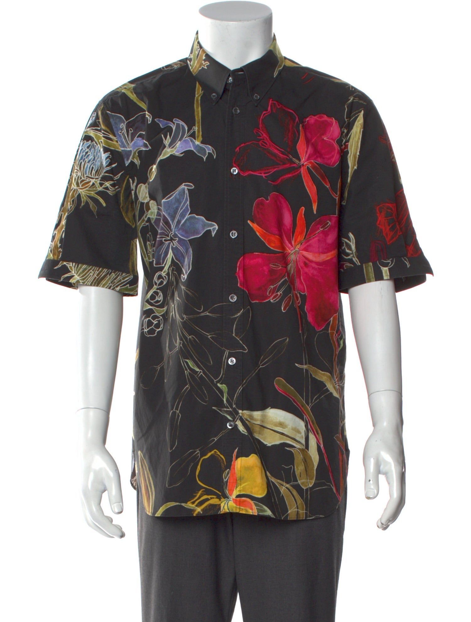 Alexander McQueen Floral Print Short Sleeve Shirt
