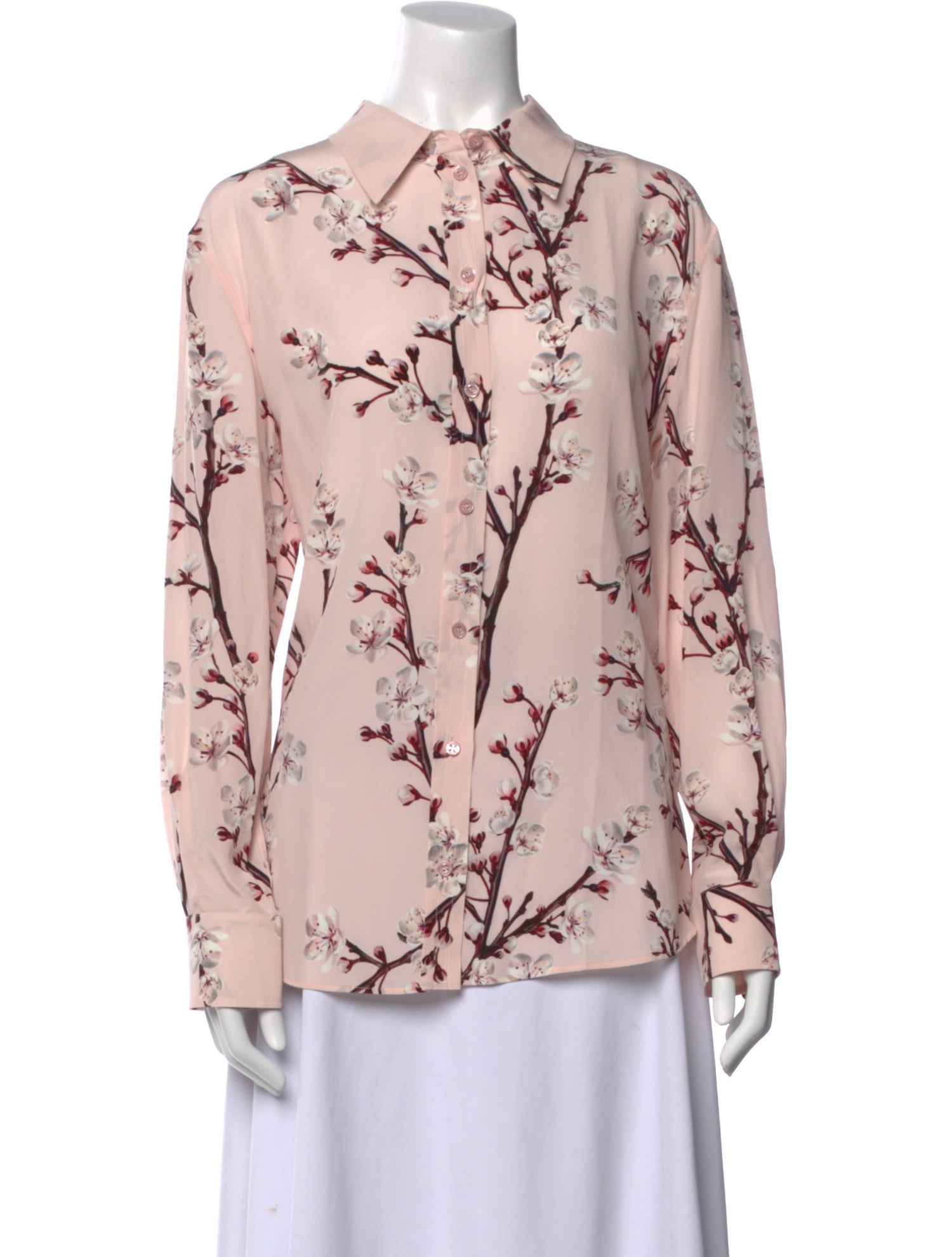 Alexander McQueen Silk Floral Print Button-Up Top