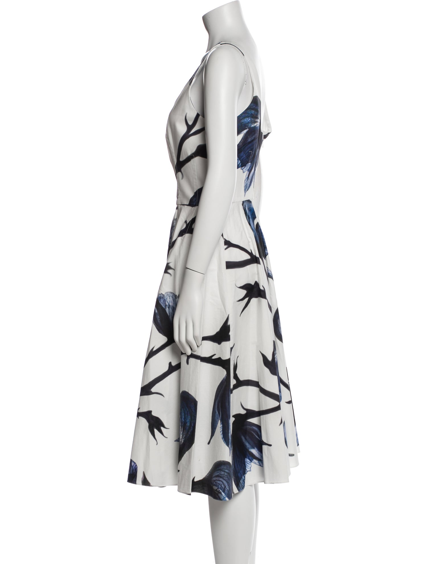 Alexander McQueen Floral Print Midi Length Dress