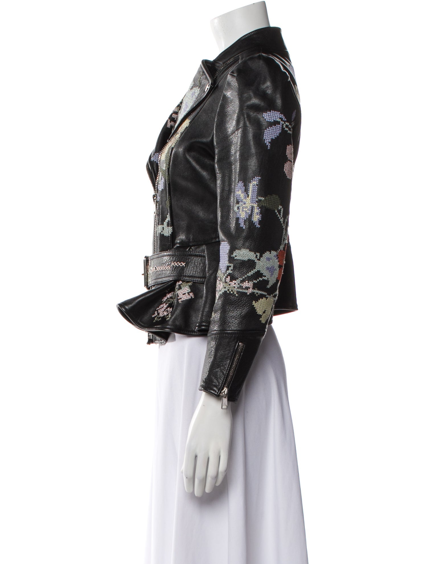 Alexander McQueen Leather Floral Print Jacket