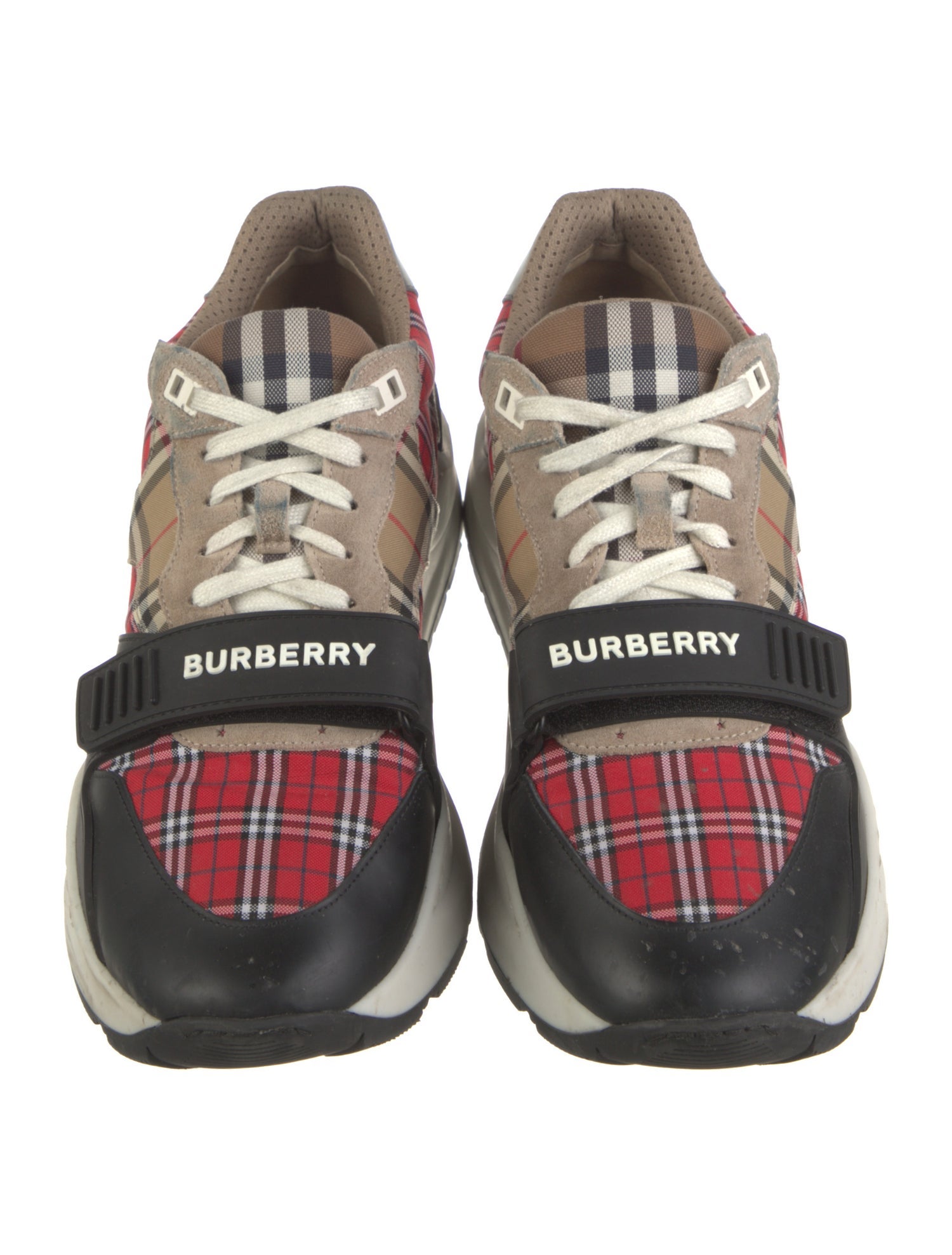 Burberry Canvas Plaid Print Sneakers