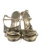 Alexander McQueen Leather Fringe Trim Accent T-Strap Sandals