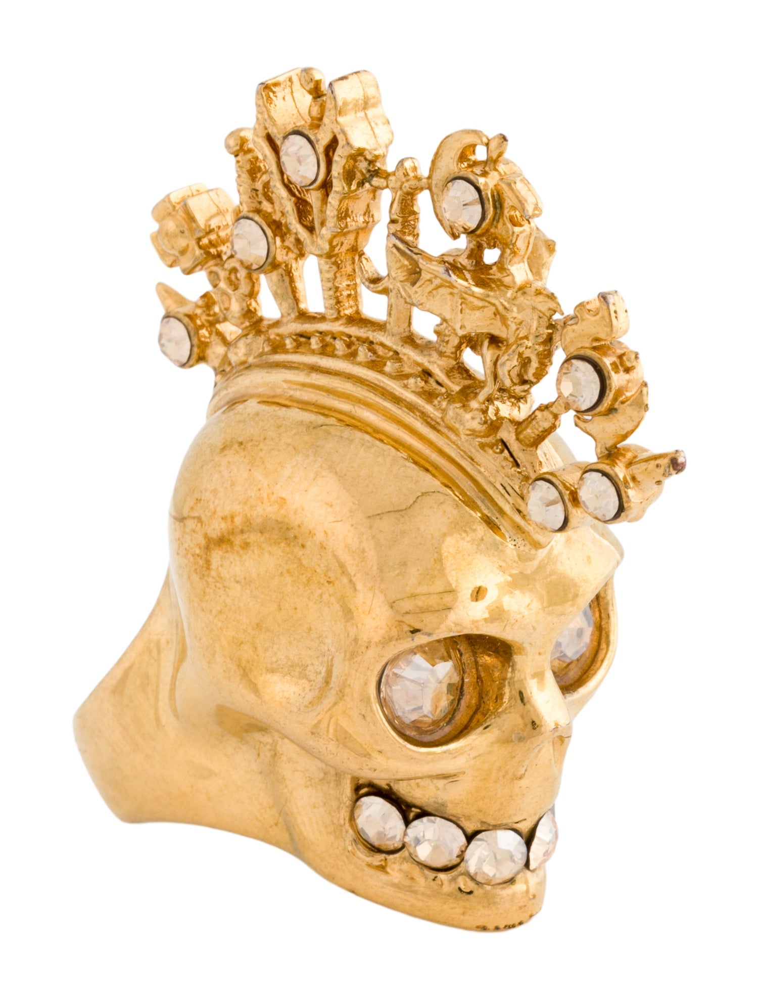 Alexander McQueen Crystal Mohawk Skull Cocktail Ring