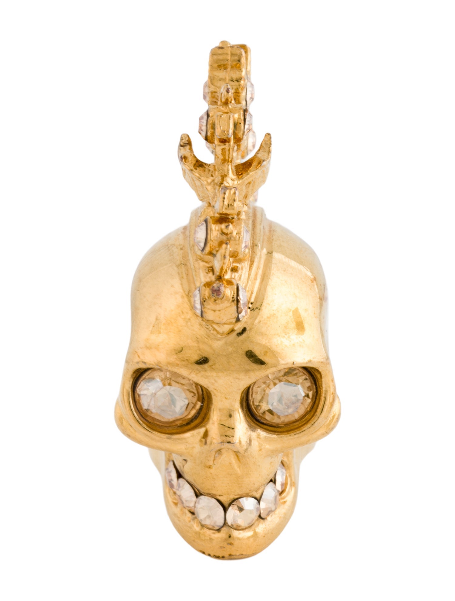 Alexander McQueen Crystal Mohawk Skull Cocktail Ring