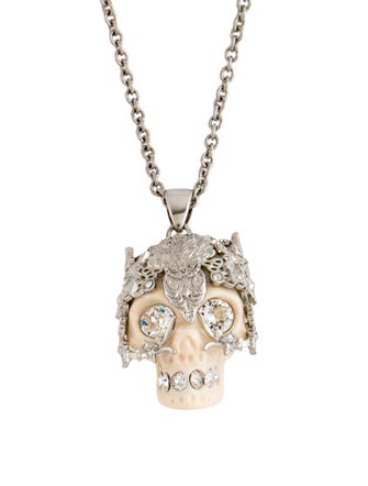 Alexander McQueen Crystal & Resin "Owlet Skull" Pendant Necklace