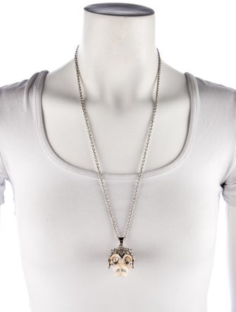 Alexander McQueen Crystal & Resin "Owlet Skull" Pendant Necklace